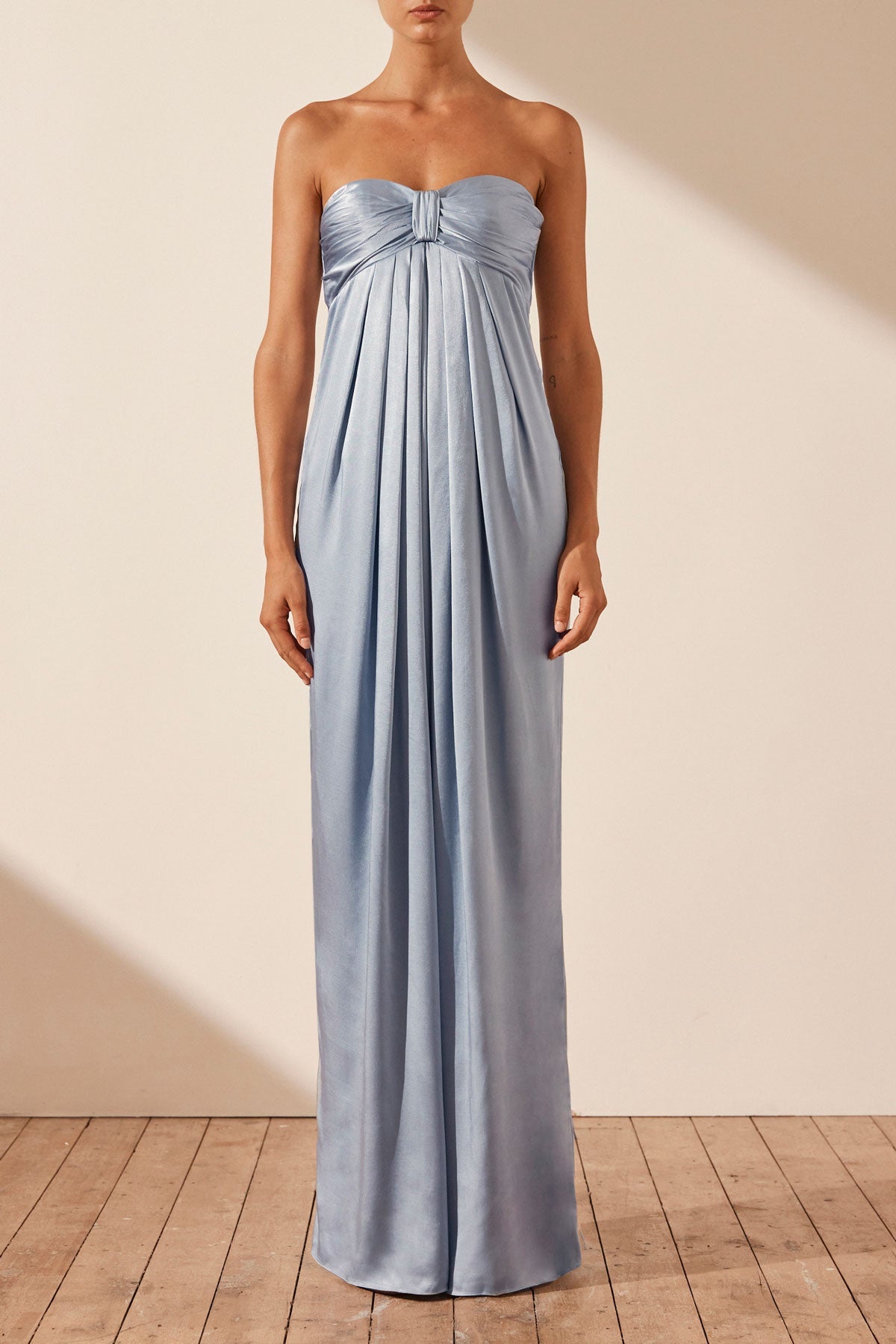La Lune Strapless Knot Maxi Dress | Powder Blue | Dresses | Shona Joy
