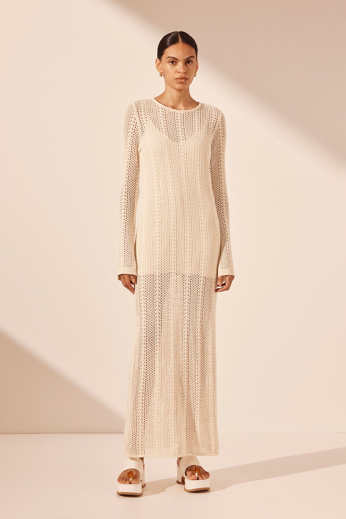 Arlo Long Sleeve Maxi Dress | Ivory | Dresses | Shona Joy