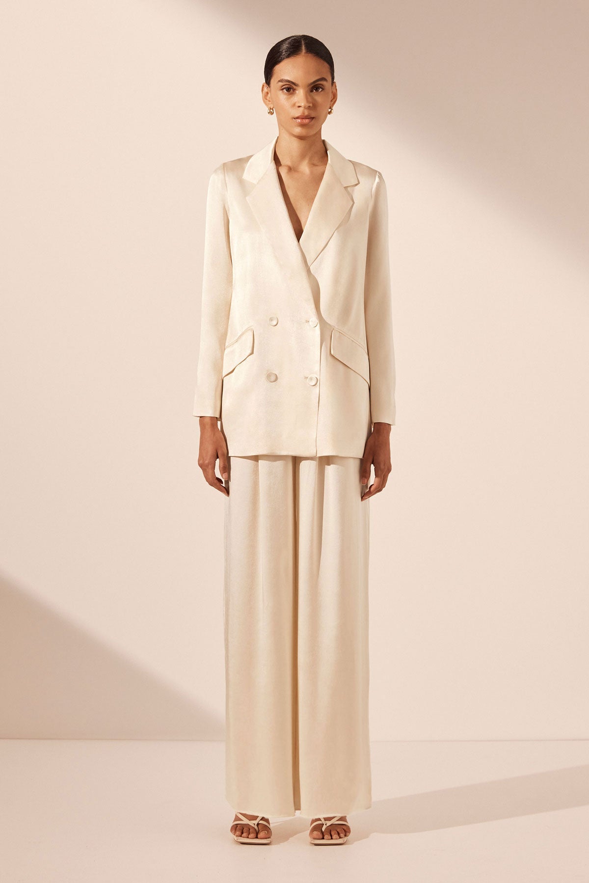 Shona Joy - La Lune Double Breasted Blazer - Cream - Bridesmaids Dress Shona Joy - La Lune Double Breasted Blazer - Cream - Bridesmaids Dress