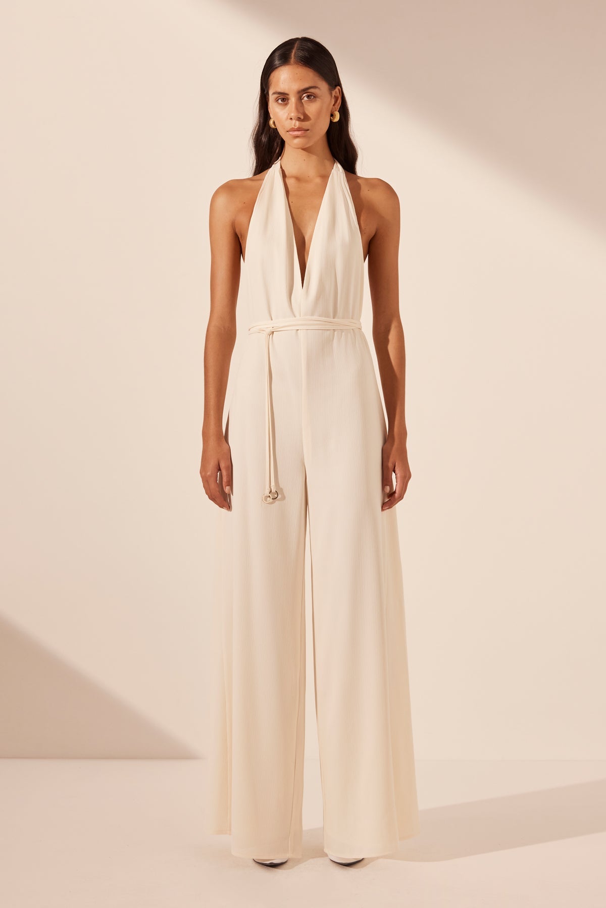 Iliad Halter Neck Open Back Jumpsuit Rice Jumpsuits Shona