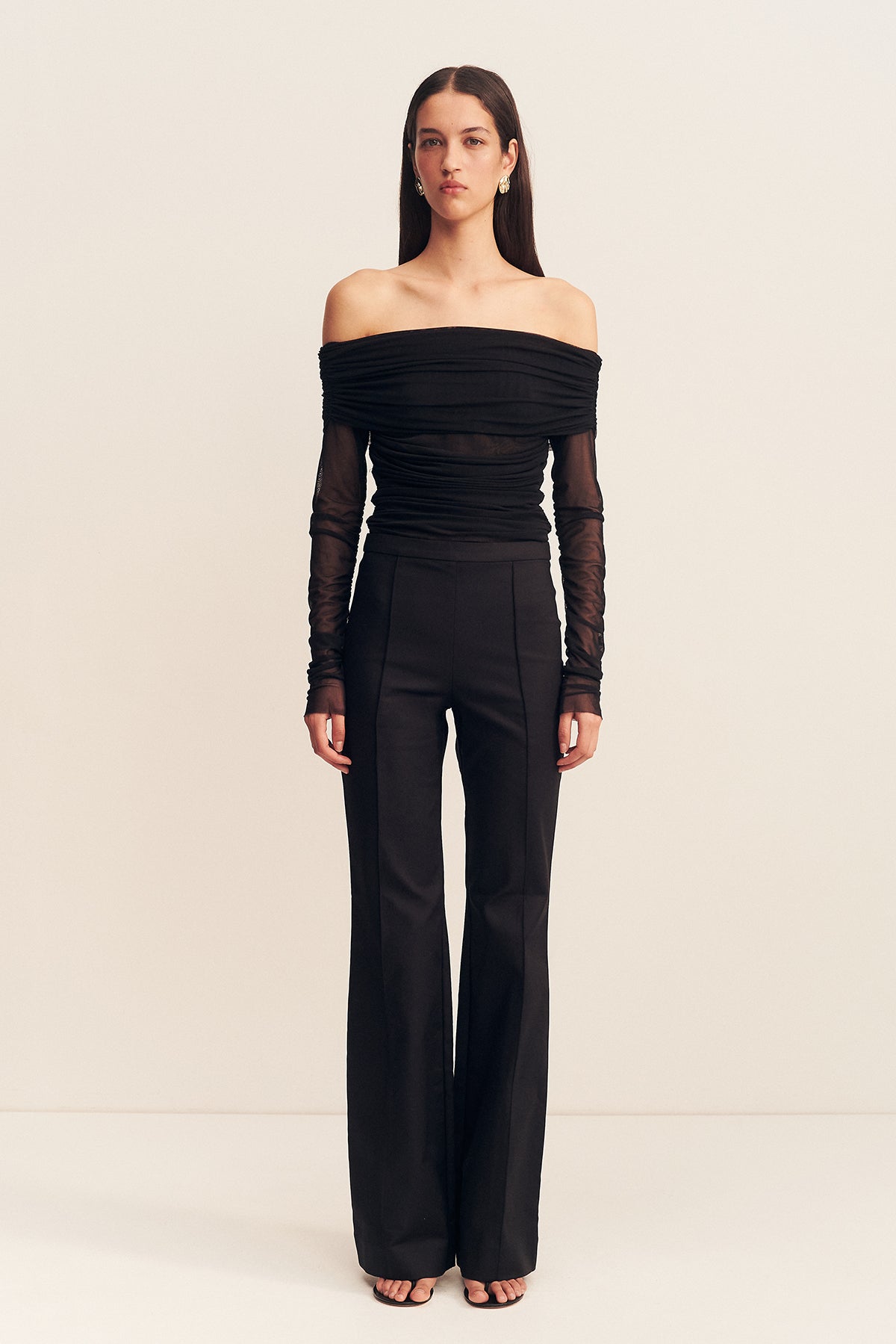 Shona Joy - Mira Long Sleeve Off Shoulder Top - Black Shona Joy - Mira Long Sleeve Off Shoulder Top - Black