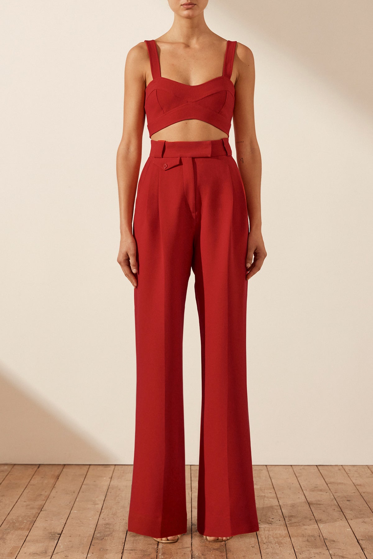 SHONA JOY ANGELICA HIGH WAISTED TAILORED PANT - ROUGE - Pants & Jumpsuits