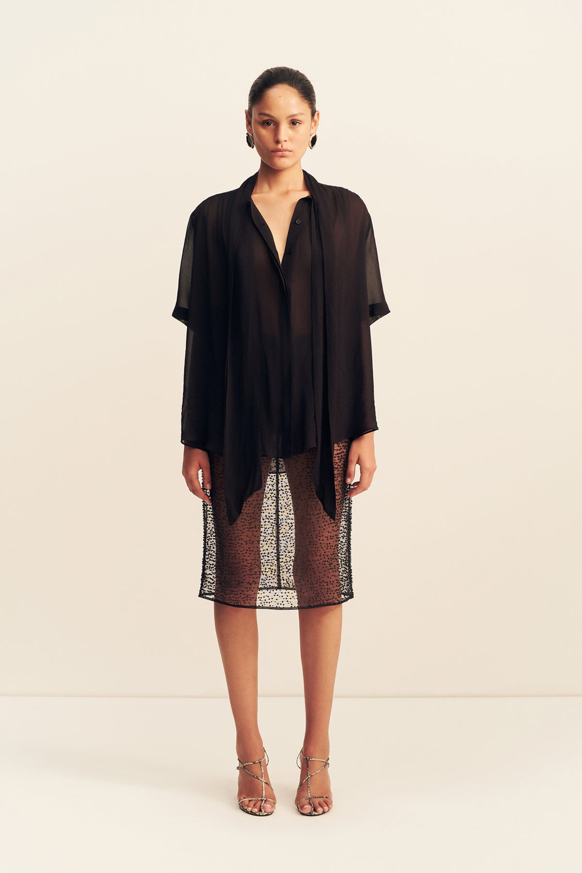 Juno Scarf Shirt | Black | Tops | Shona Joy – Shona Joy US
