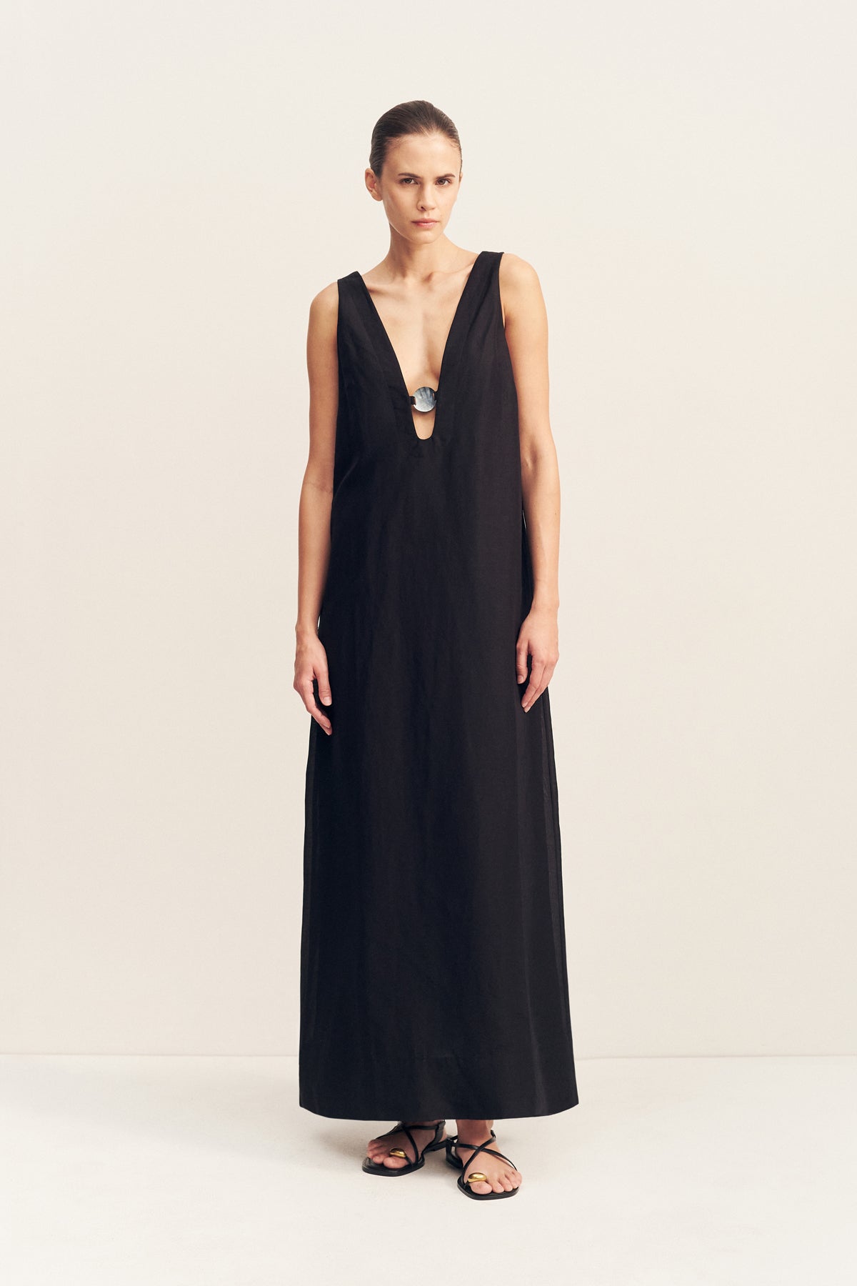 plunging maxi dress Elena Low Plunge Maxi Dress