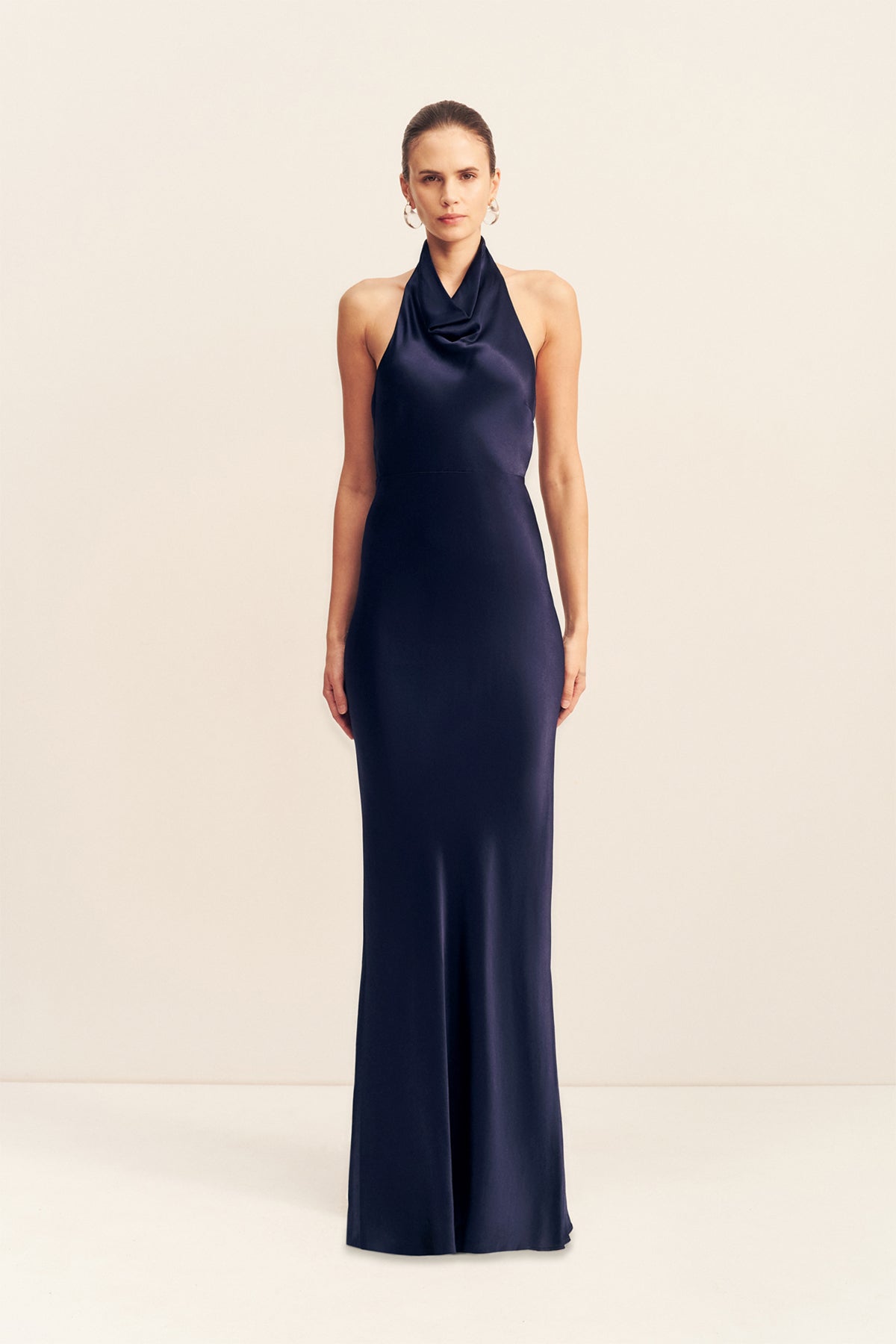 cowl open back dress Cowl Back Dress With Peekaboo Applique Panel And Ruching