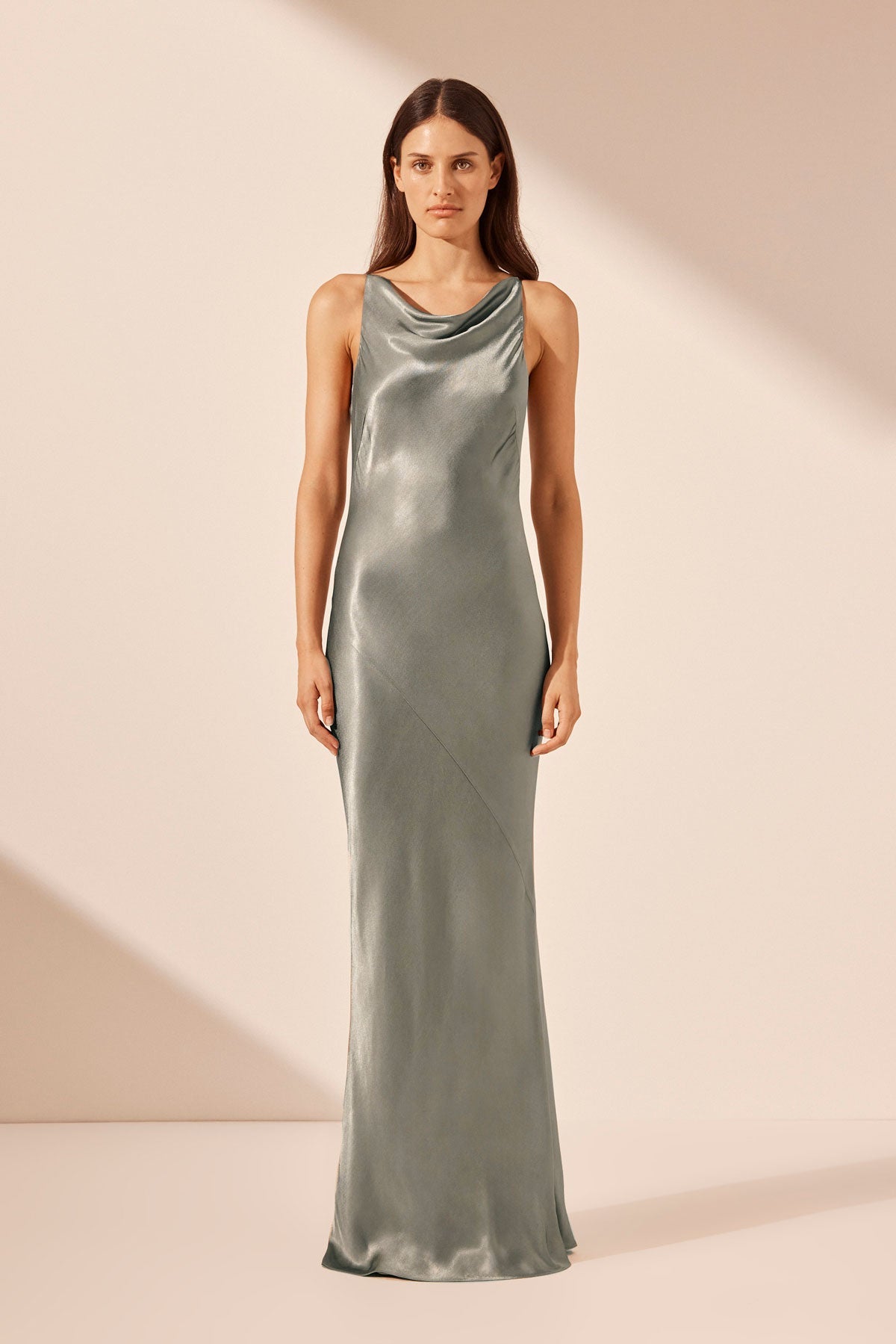 La Lune High Neck Cowl Maxi Dress | Sage | Dresses | Shona Joy