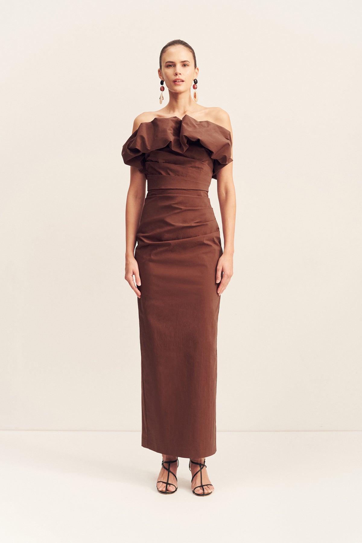 Campbell Strapless Bubble Maxi Dress | Espresso | Dresses