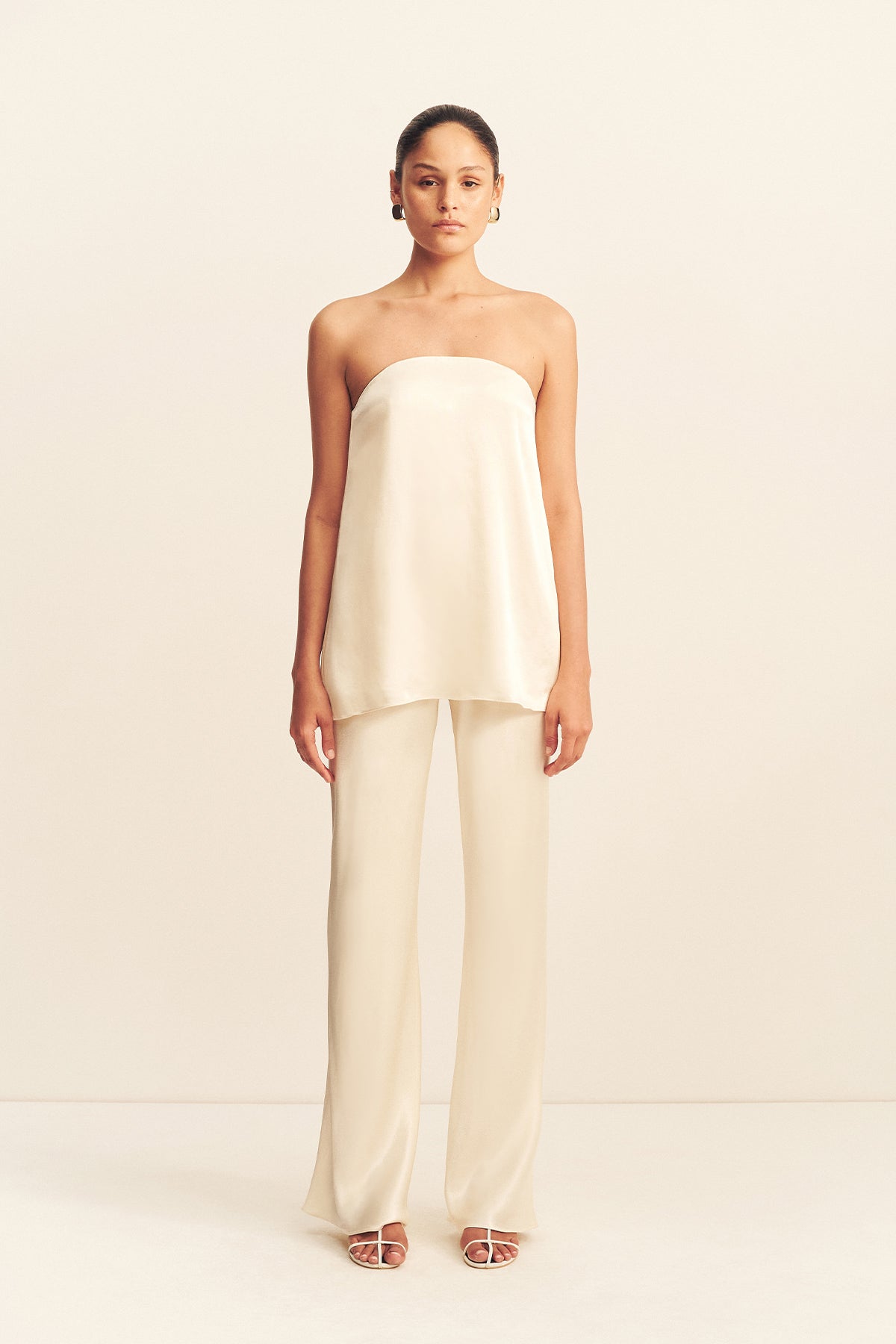 cream dress top Jamie Cream Satin Strapless Mini Dress - 8