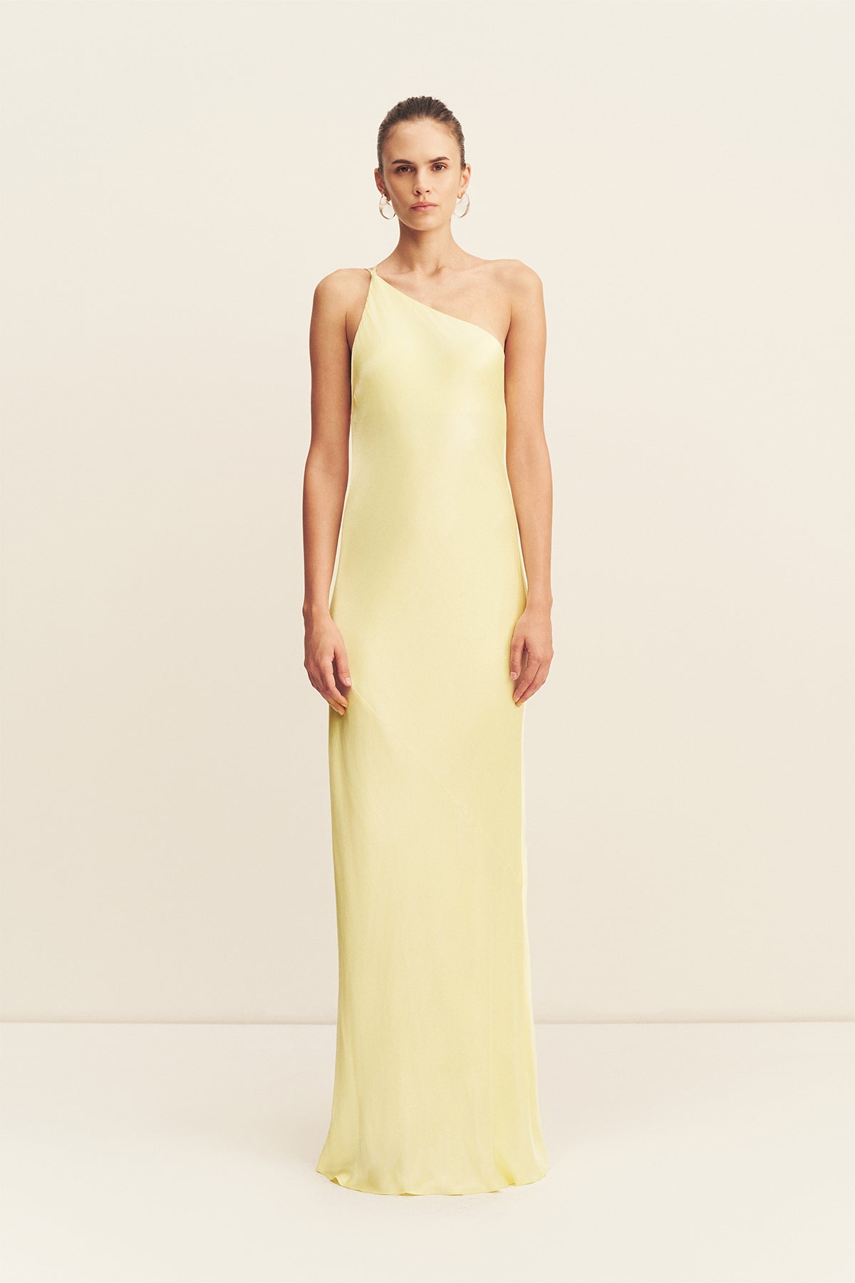Shona Joy La Lune One Shoulder Cowl Back Gown - Lemon - 14 Shona Joy La Lune One Shoulder Cowl Back Gown - Lemon - 14