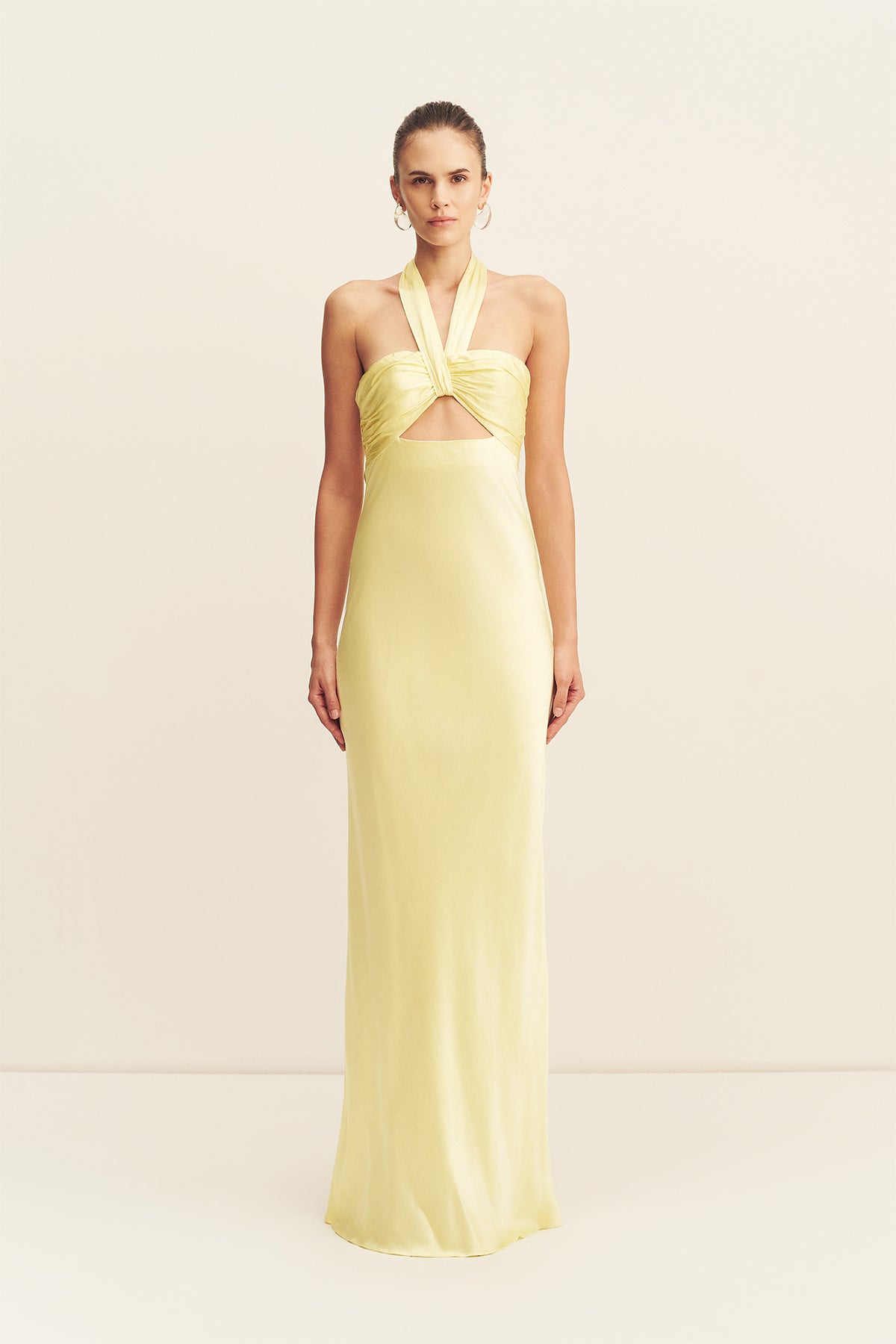 La Lune Ruched Halter Maxi Dress | Lemon | Dresses | Shona Joy Shona Joy US La Lune Ruched Halter Maxi Dress | Lemon | Dresses | Shona Joy Shona Joy US