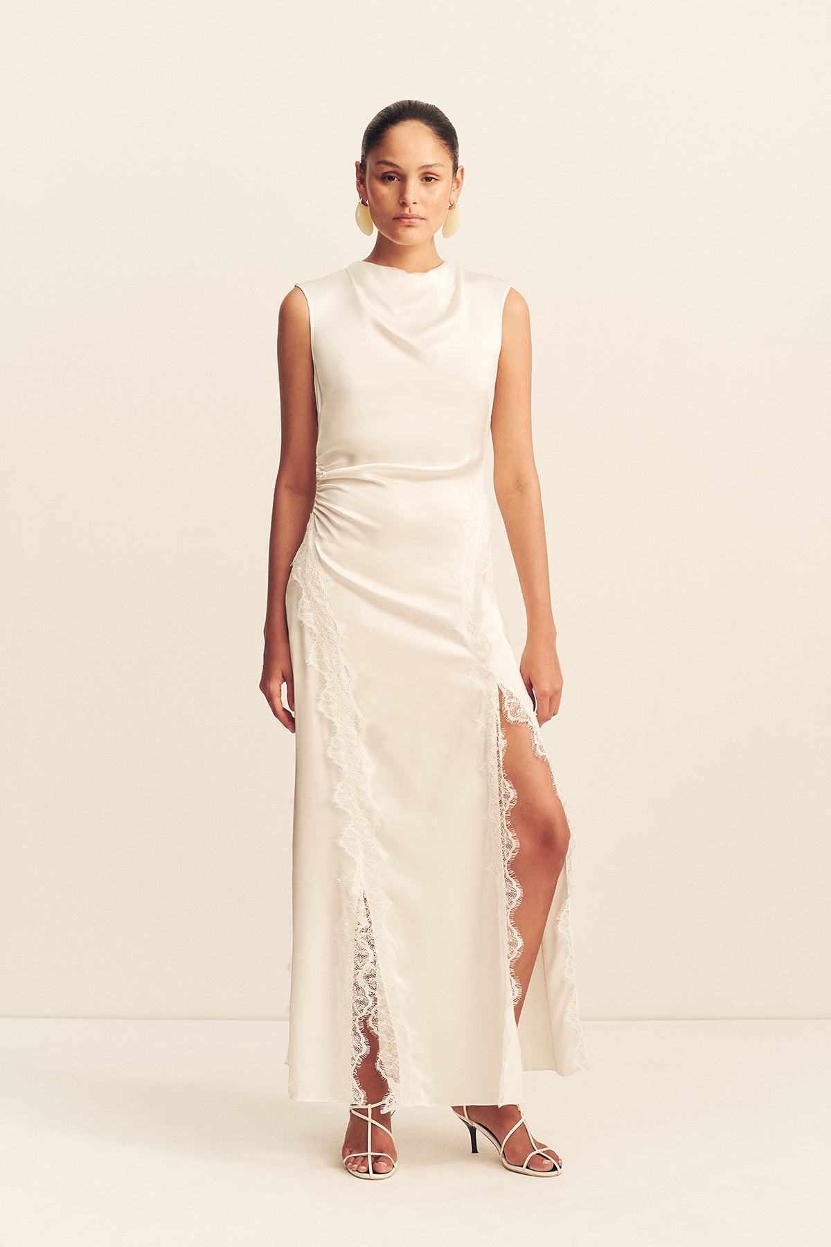 Allegra Lace Panelled Maxi Dress | Ivory | Dresses