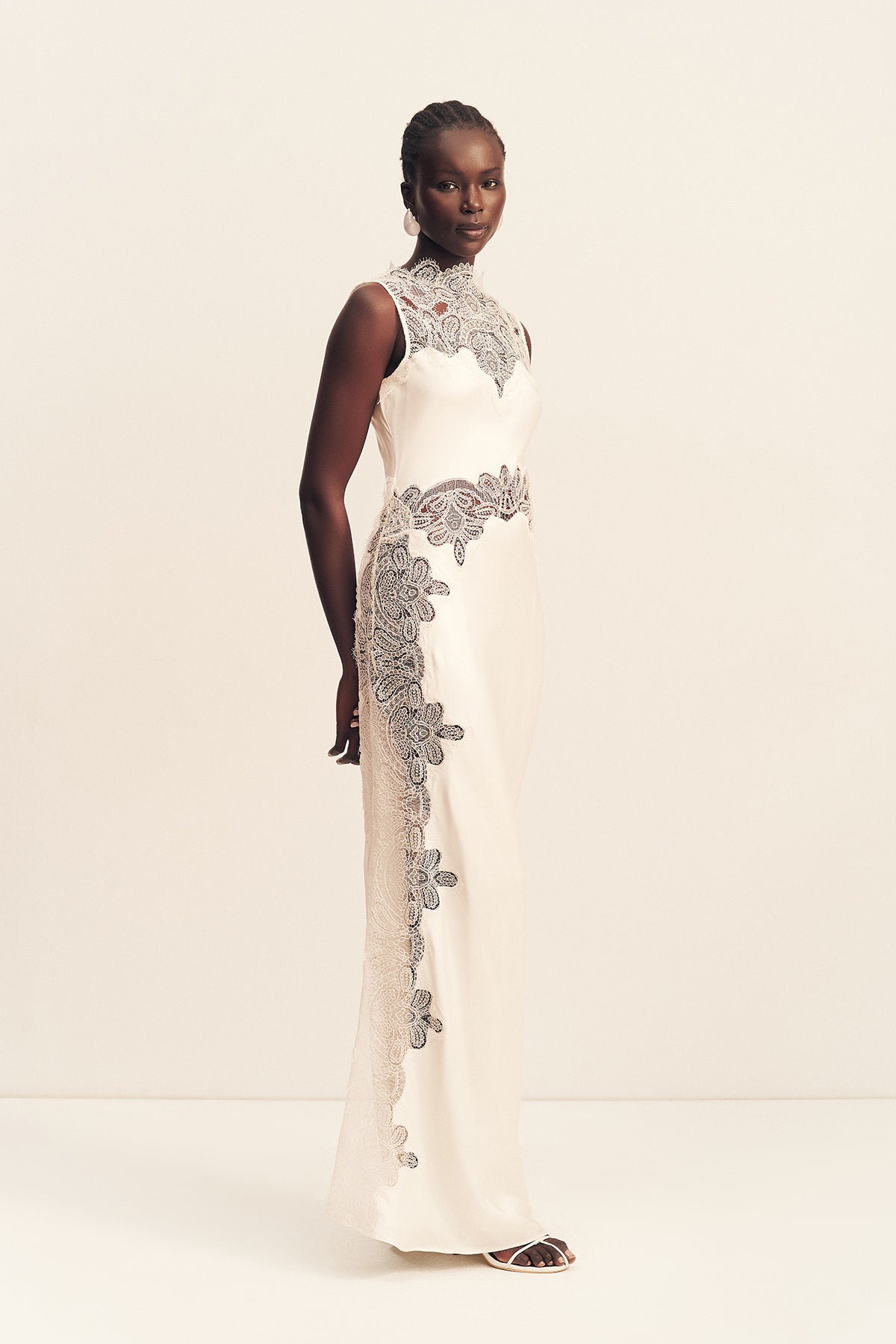 Shona Joy - Stratus Sheer Lace High Neck Maxi Dress - Ivory - Bridal Dress Shona Joy - Stratus Sheer Lace High Neck Maxi Dress - Ivory - Bridal Dress