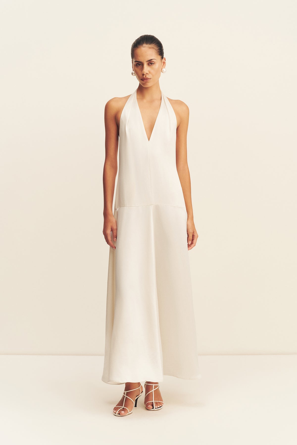 Savanna Halter Open Back Maxi Dress | Pearl | Dresses | Shona Joy