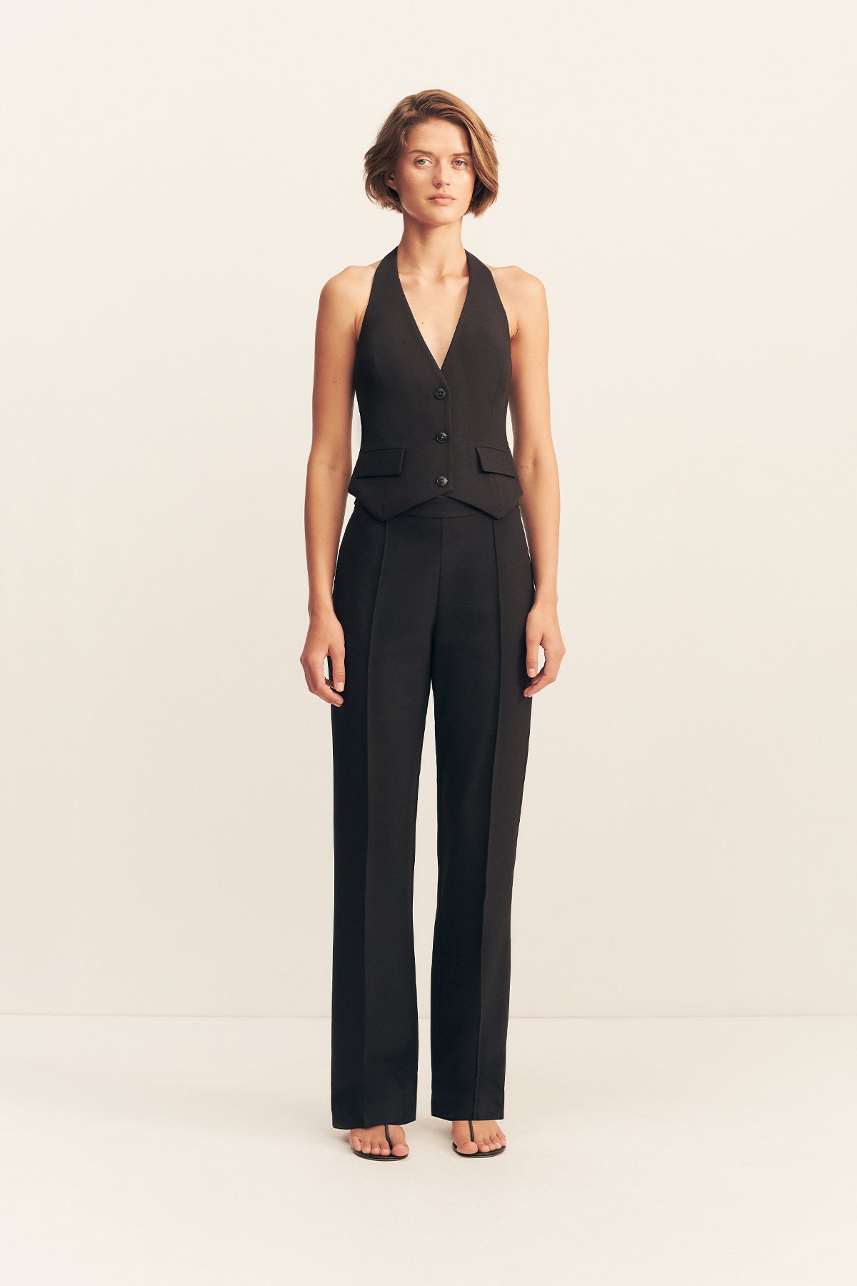 Irena Straight Leg Pintuck Pant | Black | Pants | Shona Joy