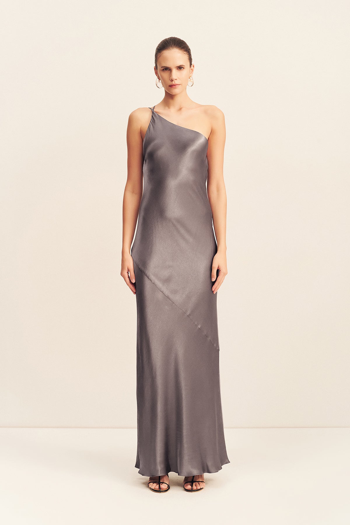 Shona Joy - La Lune One Shoulder Cowl Back Maxi Dress - Graphite - Bridesmaids Dress Shona Joy - La Lune One Shoulder Cowl Back Maxi Dress - Graphite - Bridesmaids Dress