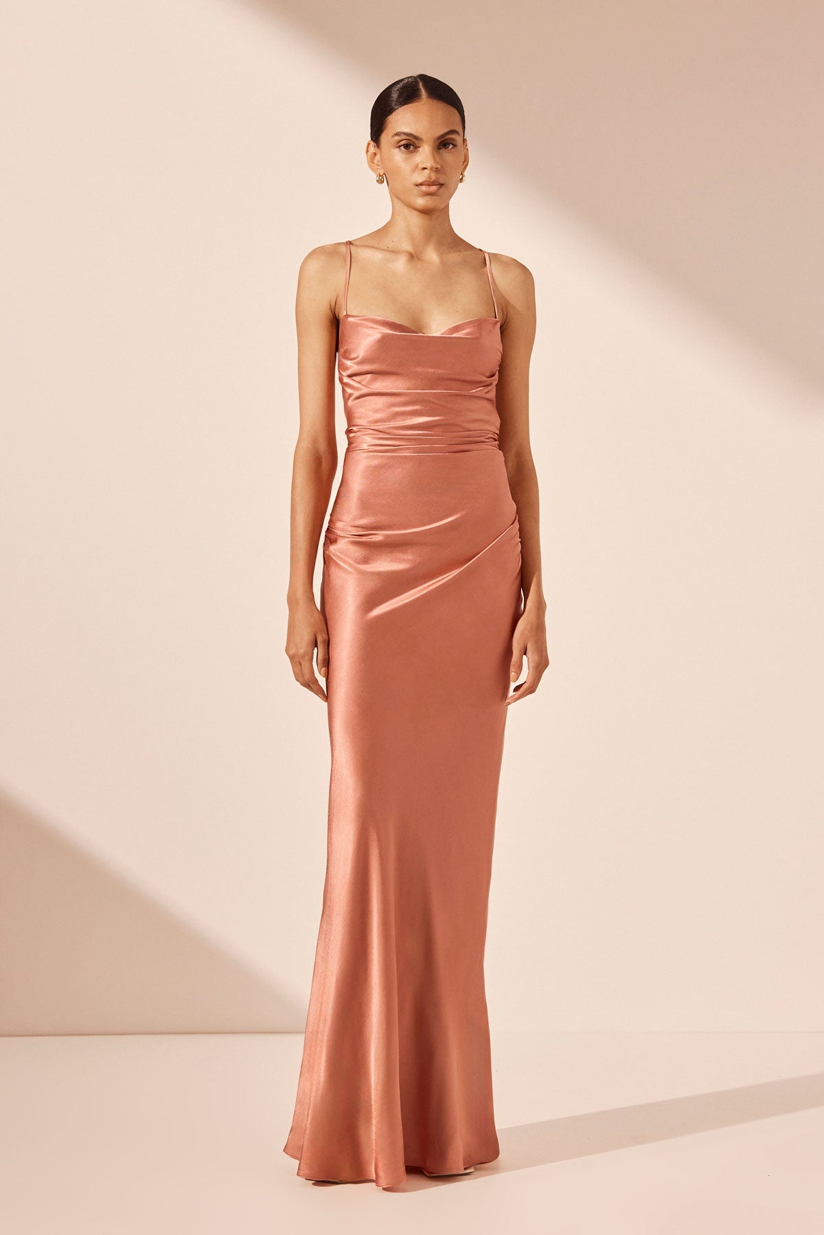 la lune lace back maxi dress - desert rose High Neck La Lune Shona Joy Clothing LA LUNE LACE BACK MAXI DRESS DESERT ROSE By