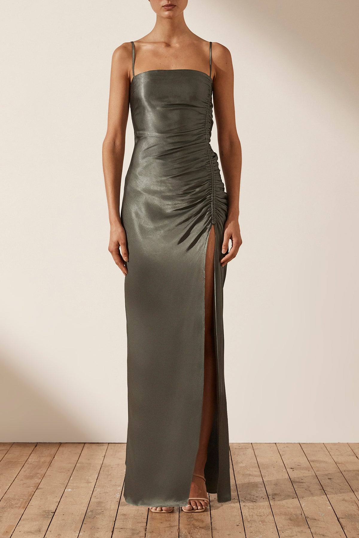 La Lune Ruched Maxi Dress | Olive | Dresses | Shona Joy