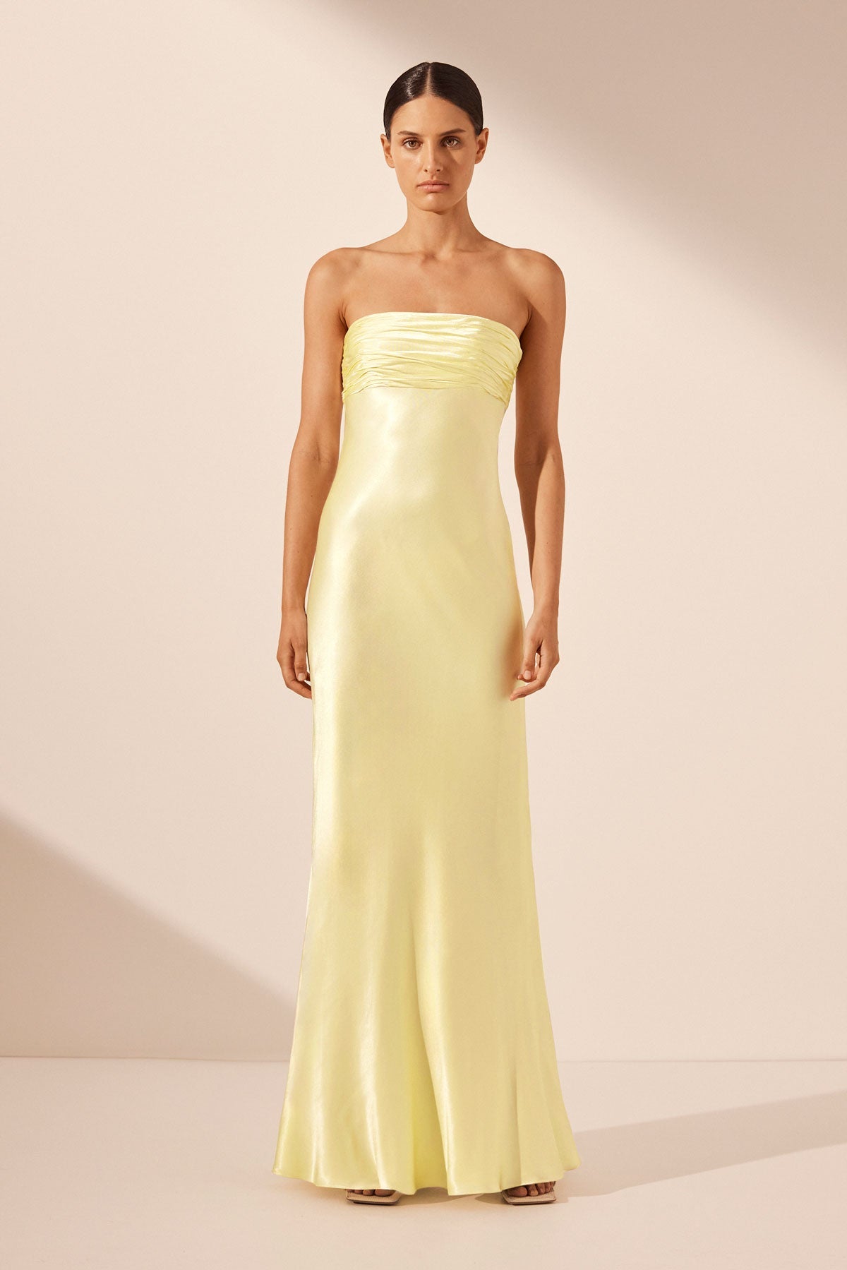 Yellow strapless maxi dress Clearance