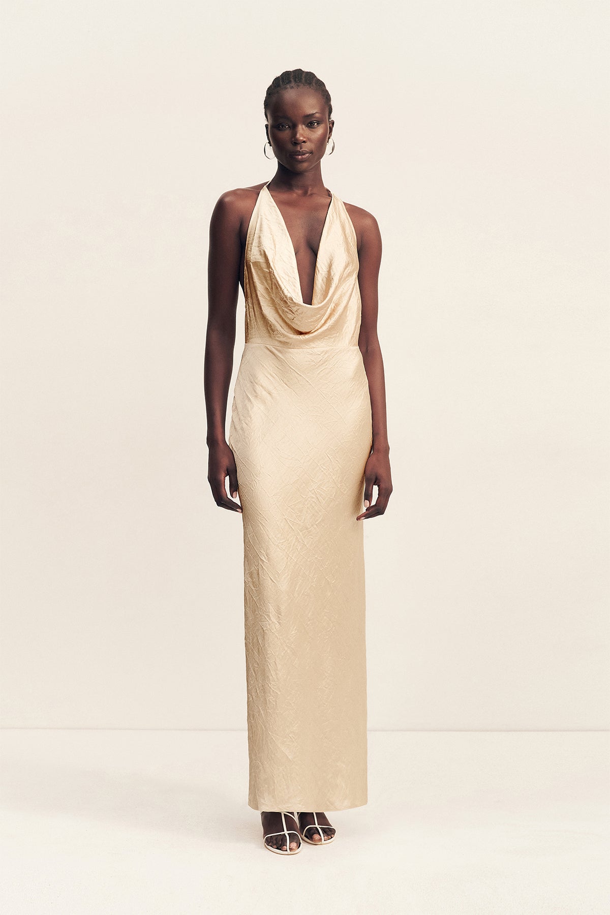 Shona Joy Andie Low Cowl Maxi Dress in Metallic Neutral - size Aus 8/US 4 Shona Joy Andie Low Cowl Maxi Dress in Metallic Neutral - size Aus 8/US 4