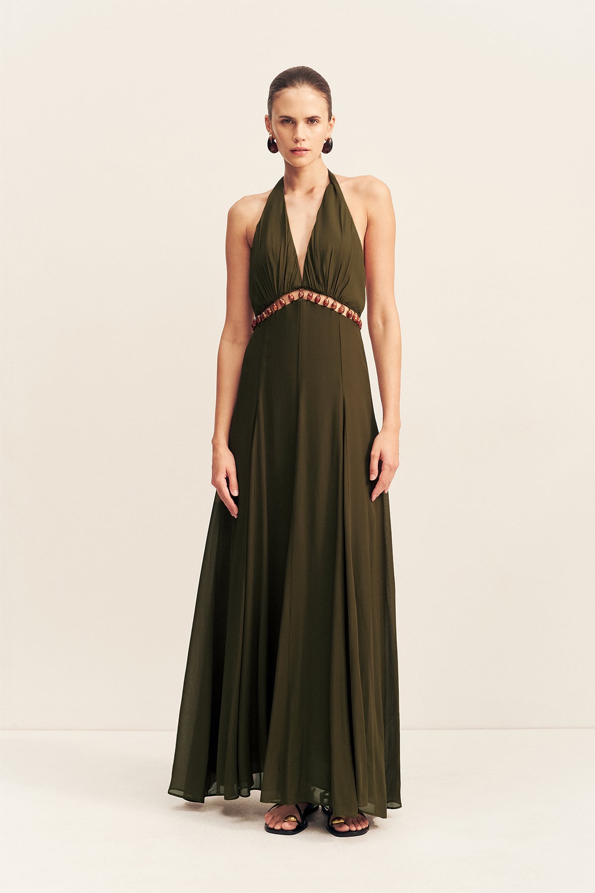 Shona Joy - Juno Beaded Plunged Maxi Dress - Jungle Shona Joy - Juno Beaded Plunged Maxi Dress - Jungle