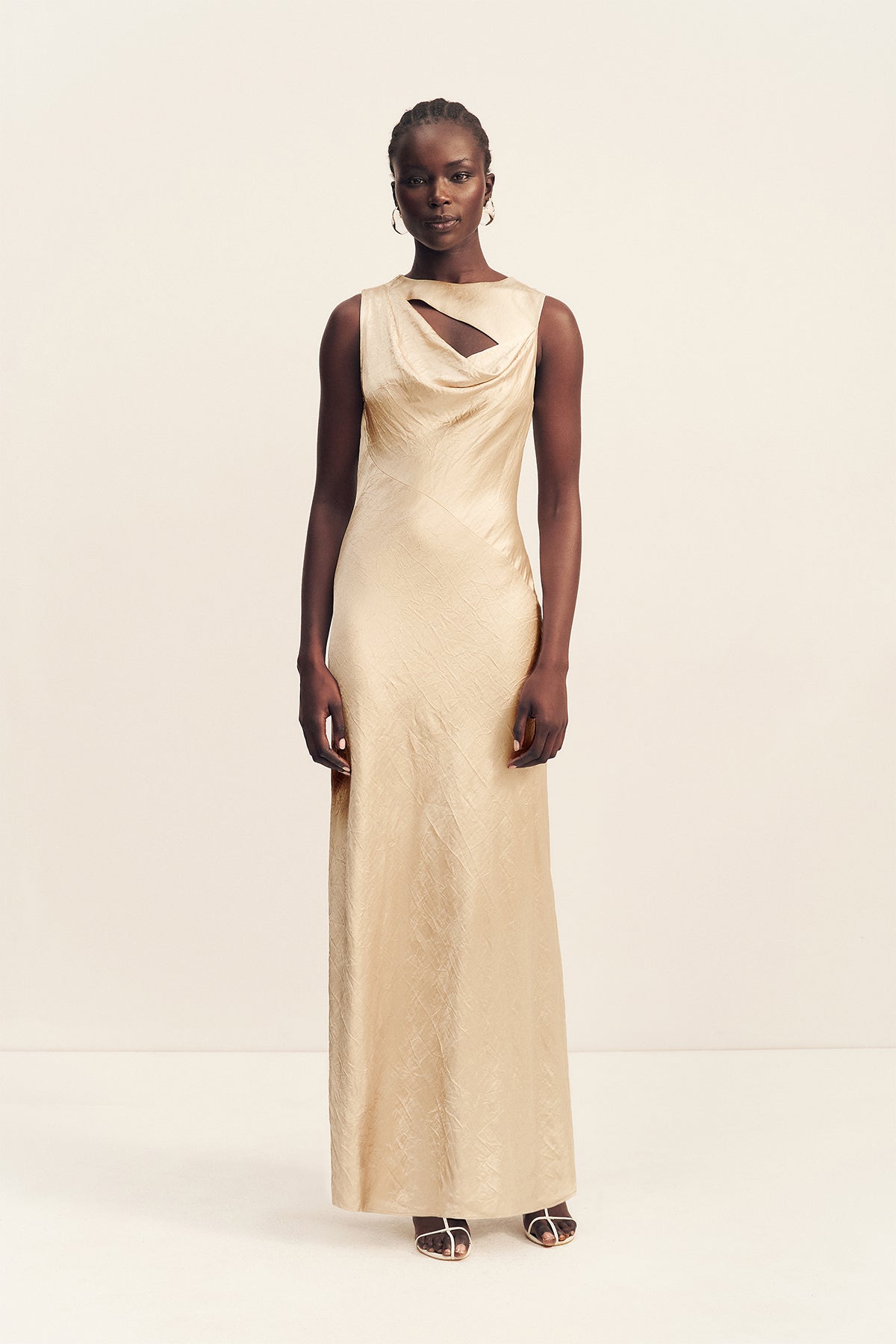 Andie Sleeveless Cowl Maxi Dress | Champagne | Dresses