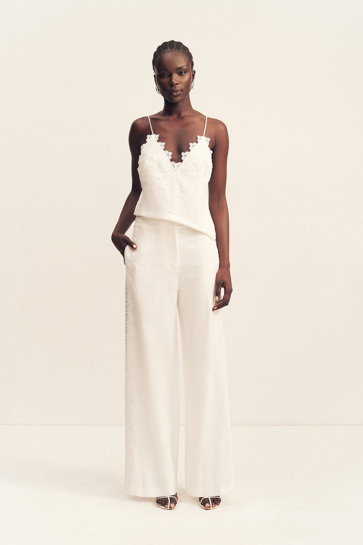 Shona Joy - Toile Linen Lace Wide Leg Pant