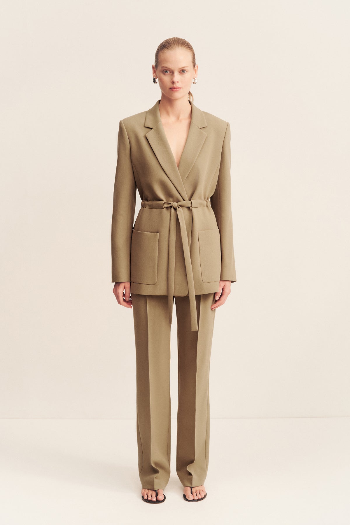 Irena Oversized Belted Blazer Oak Outerwear Shona Joy