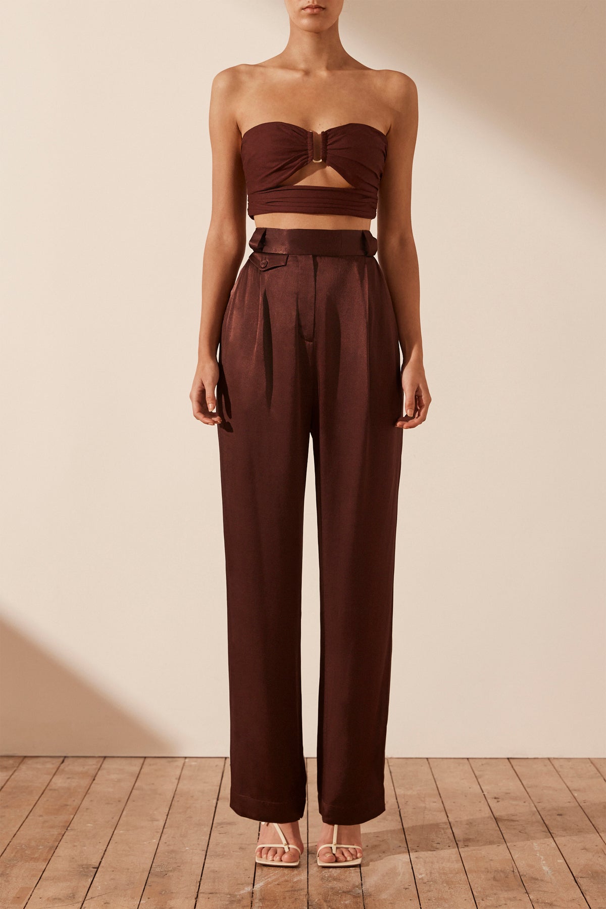 Lana High Waisted Tailored Pant, Cocoa, Pants