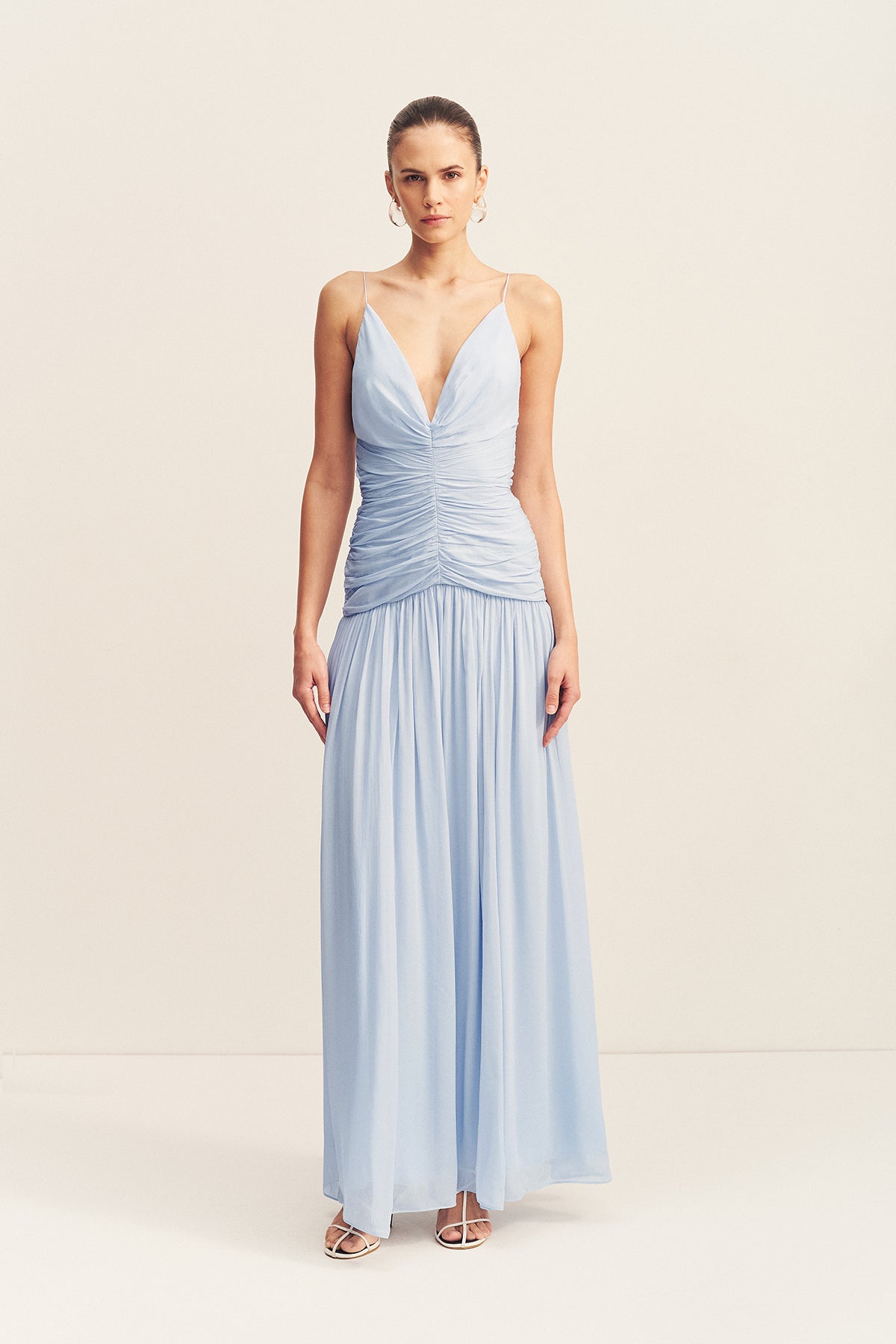 Juno Gathered Bodice Maxi Dress | Arcadian Blue | Dresses