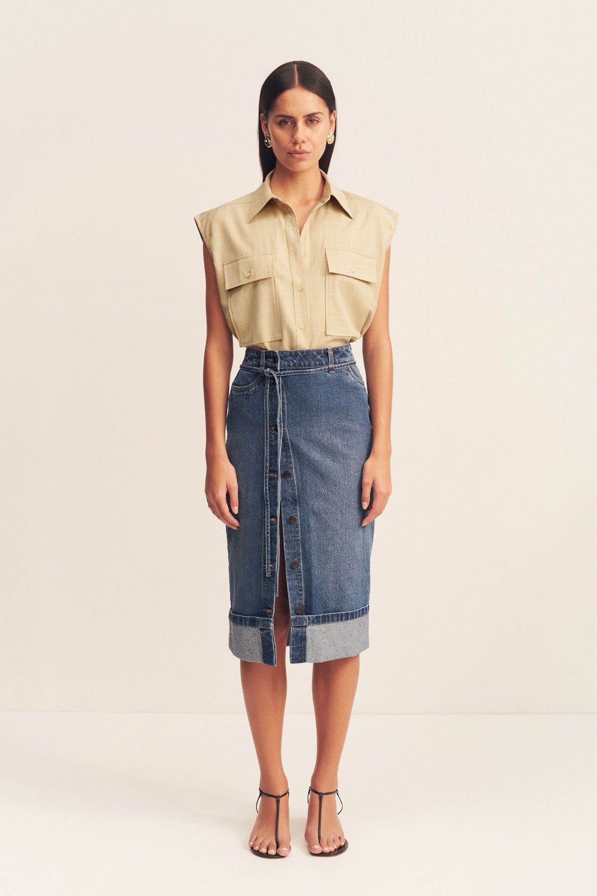 Vintage Denim Pencil Skirt Size 12 BOYD SPLIT FRONT PENCIL MIDI