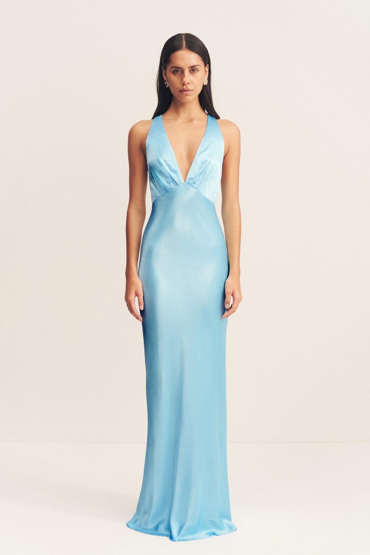 La Lune Plunged Cross Back Maxi Dress | Iceberg Blue | Dresses | Shona Joy Shona Joy US La Lune Plunged Cross Back Maxi Dress | Iceberg Blue | Dresses | Shona Joy Shona Joy US