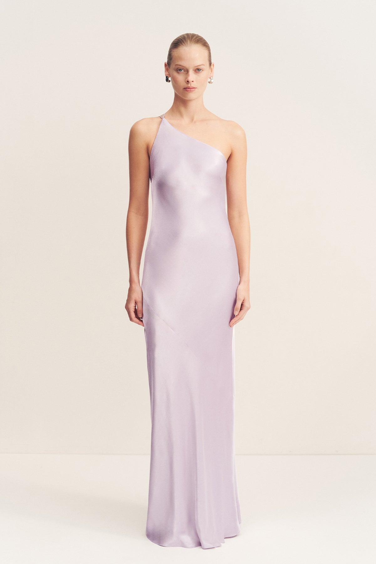 peach color dress bridesmaid Allegra Satin Tie Shoulder Bridesmaid Dress