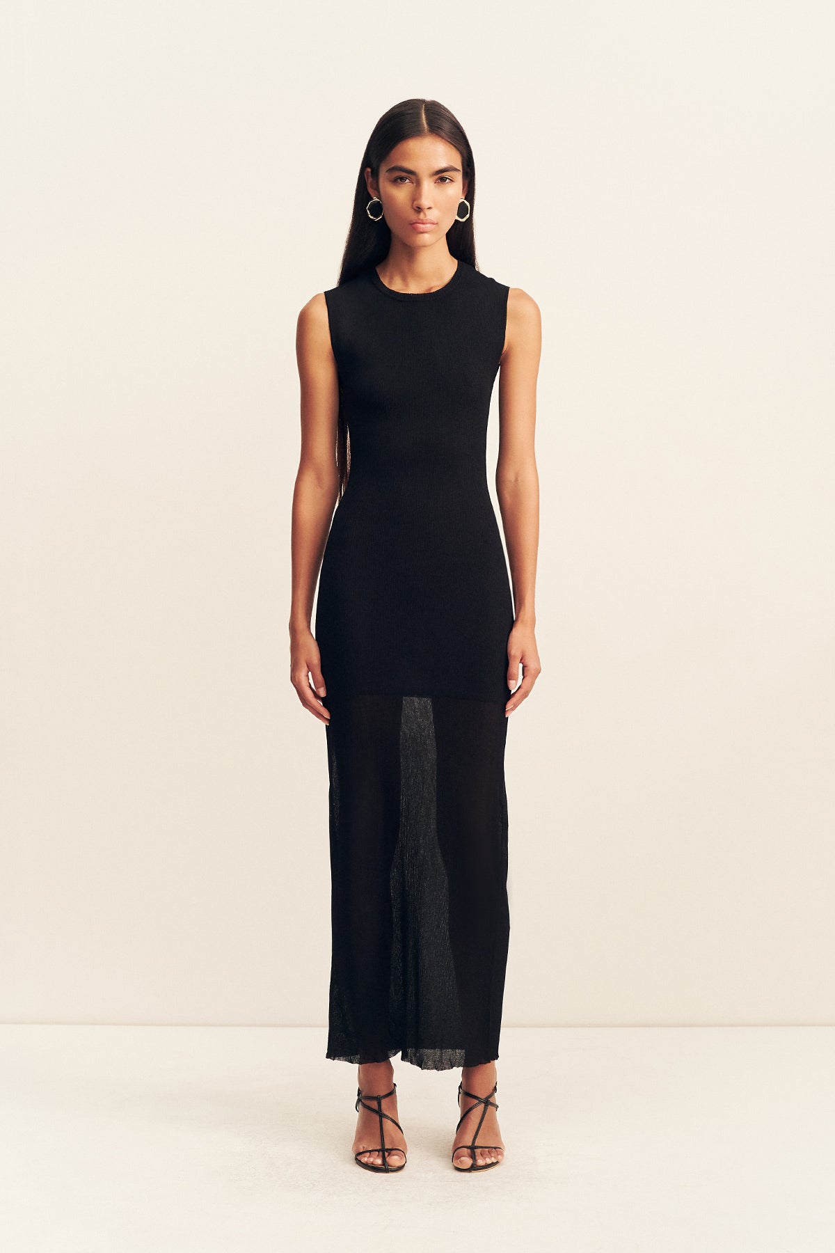 Rohe Cap Sleeve Midi Dress | Black | Dresses