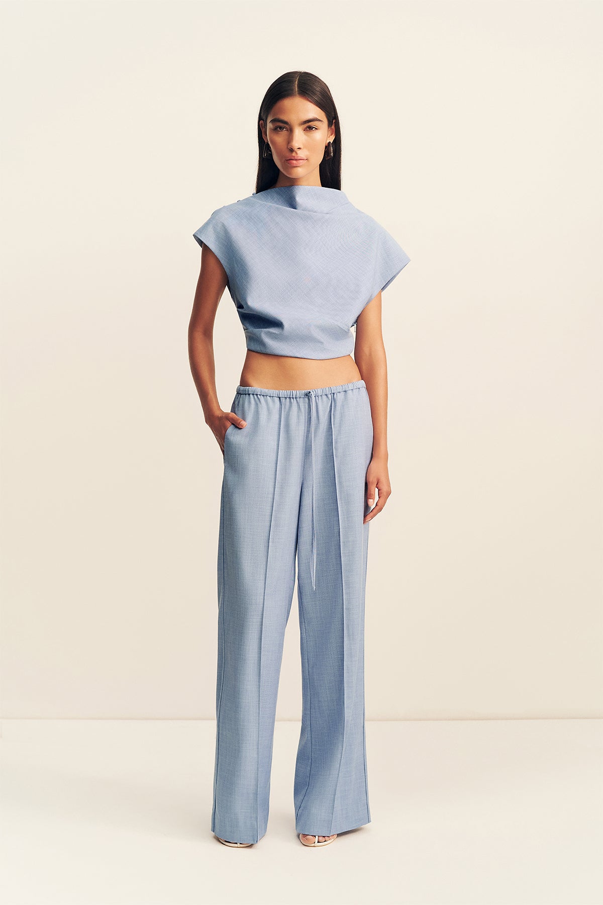 Asher Drawstring Pant | Chambray Blue | Pants | Shona Joy – Shona