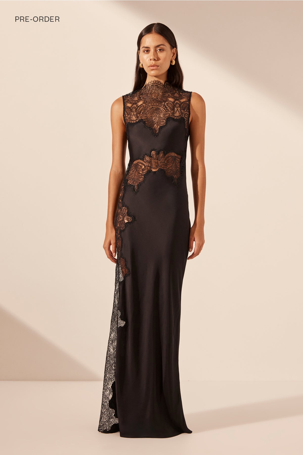 Jamila Lace High Neck Maxi Dress