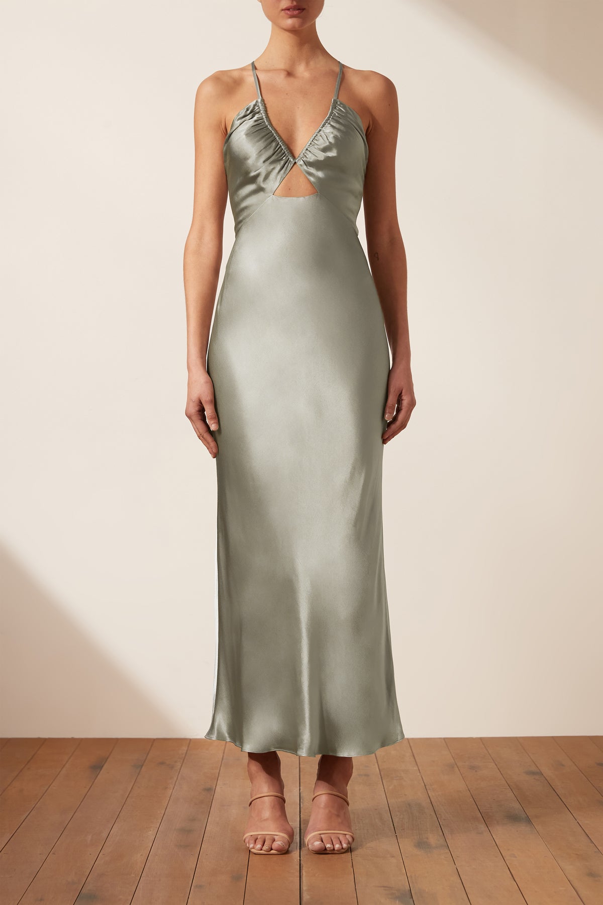 La Lune Ruched Bodice Midi Dress | Sage | Dresses | Shona Joy