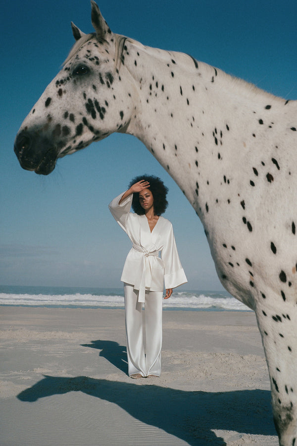 SAVANNA BELTED JACKET - IVORY