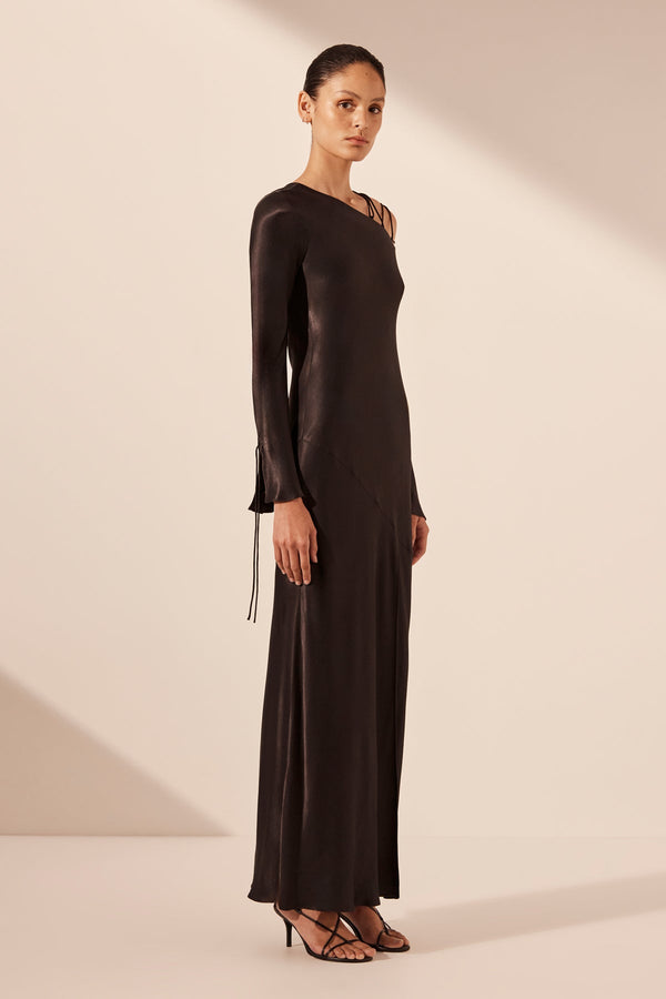 NORA LACE DETAIL MAXI DRESS - BLACK_A