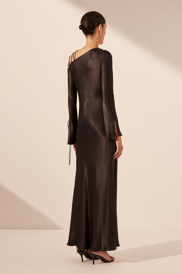 NORA LACE DETAIL MAXI DRESS - BLACK_B