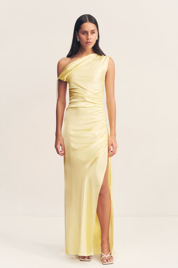 LA LUNE GATHERED MAXI DRESS - LEMON_F