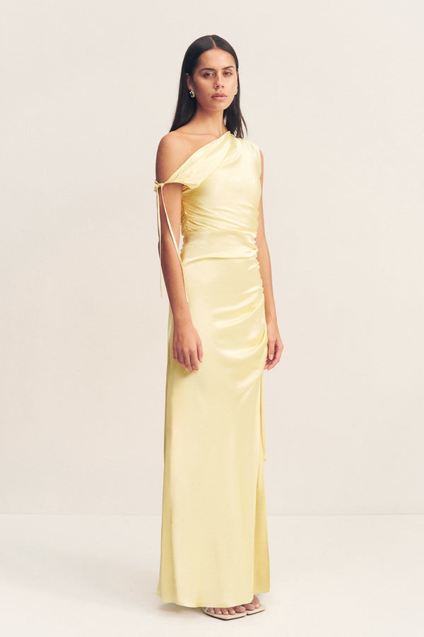 LA LUNE GATHERED MAXI DRESS - LEMON