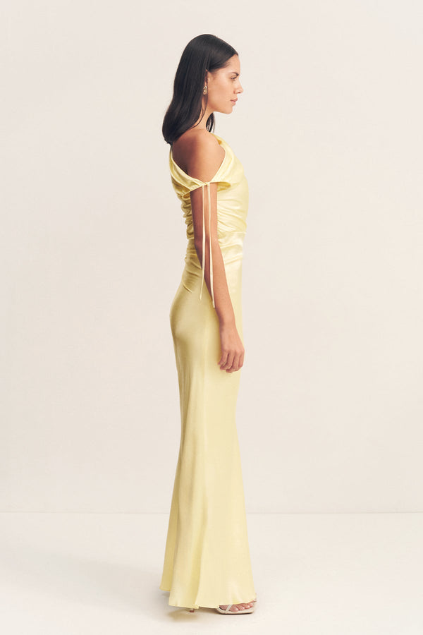 LA LUNE GATHERED MAXI DRESS - LEMON