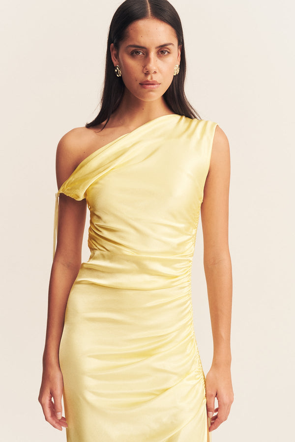 LA LUNE GATHERED MAXI DRESS - LEMON