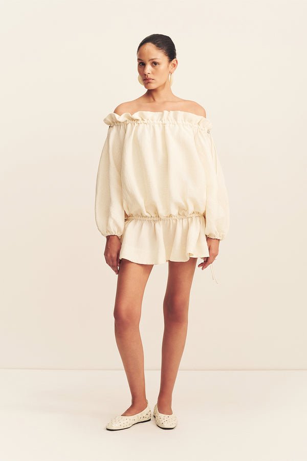 JASPER LINEN BLEND MINI DRESS - RESIN_F