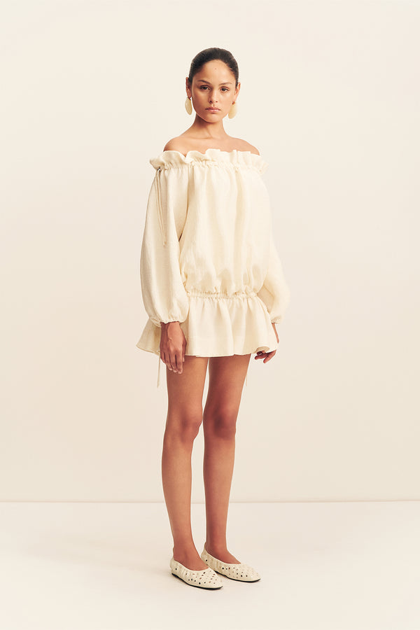 JASPER LINEN BLEND MINI DRESS - RESIN