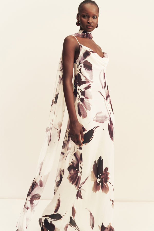 MARPESSA BIAS MAXI DRESS WITH SCARF