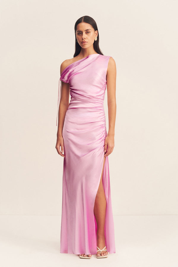 LA LUNE GATHERED MAXI DRESS - PEONY_F