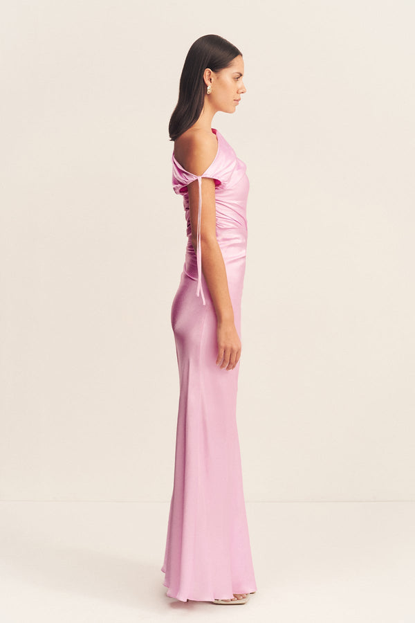 LA LUNE GATHERED MAXI DRESS - PEONY