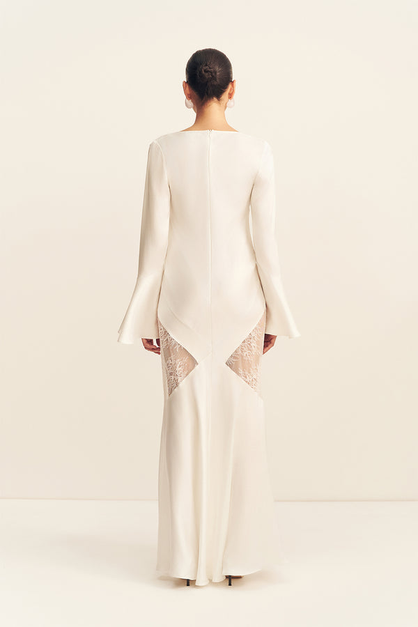 LABYRINTH SPLIT LACE MAXI DRESS - IVORY
