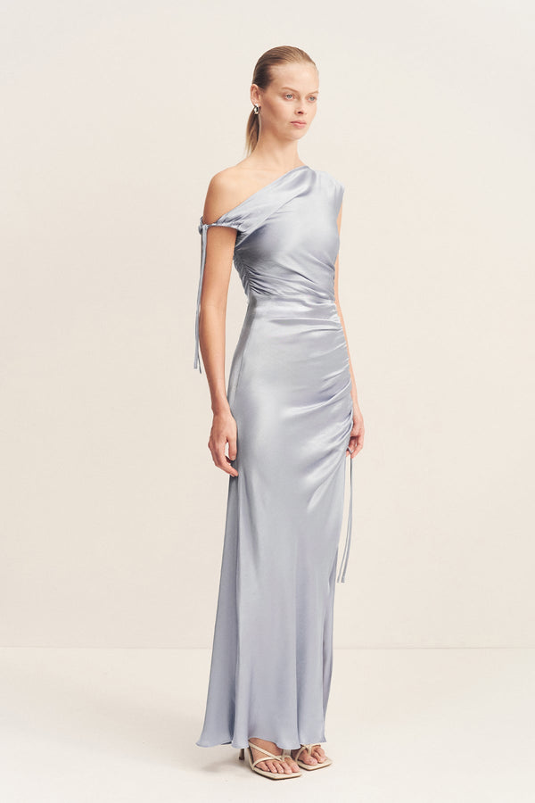 LA LUNE GATHERED MAXI DRESS - POWDER BLUE